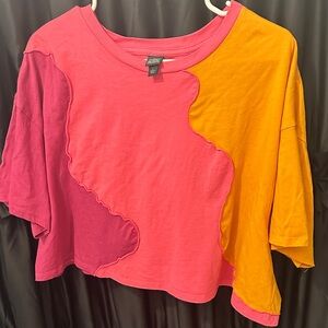 Colorblock Cropped Tee - Pink, Magenta & Yellow Wild Fable